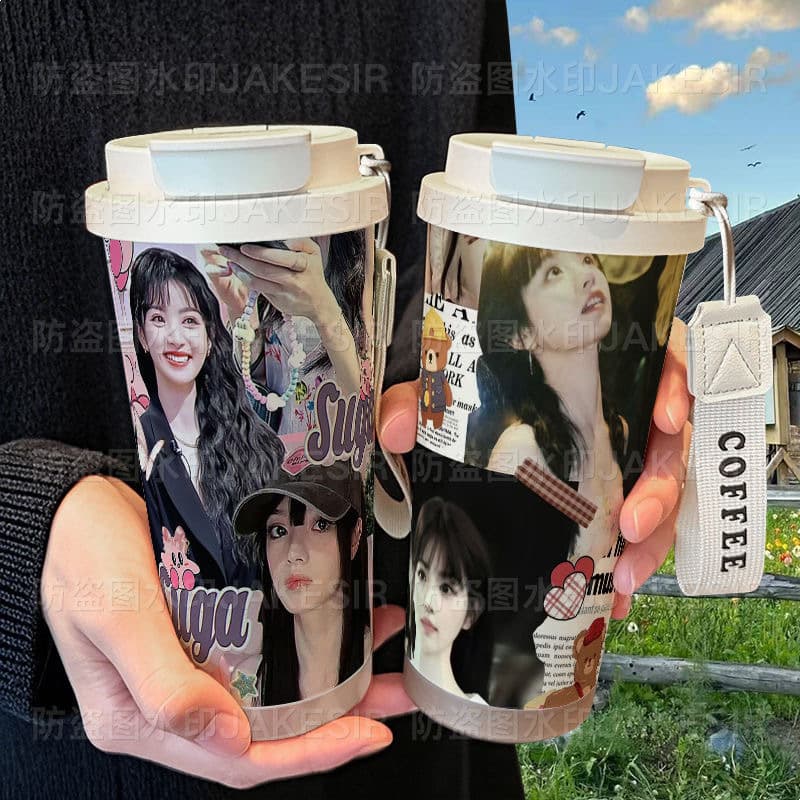 Yan Tian Xiwei Celebrity Merchandise Insulated Cup Figure Merch High Aesthetic Girl Stainless Steel Student High Aesthetic Straw