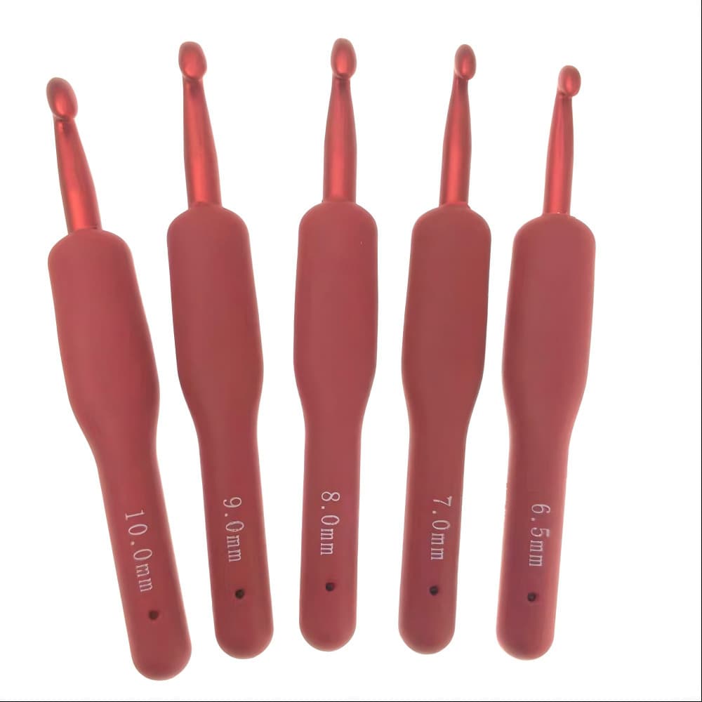 Soft Red Handle Aluminum Oxide Crochet Scarf DIY Knitting Tool Yarn Craft Silicone Crochet Hook Wholesale
