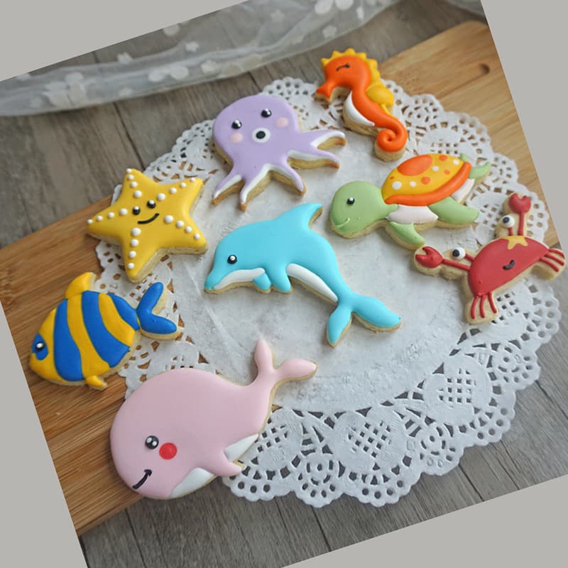 Tangzheng DIY Baking Ocean Life Series Dolphin Seahorse Starfish Fondant Plastic Cookie Mold