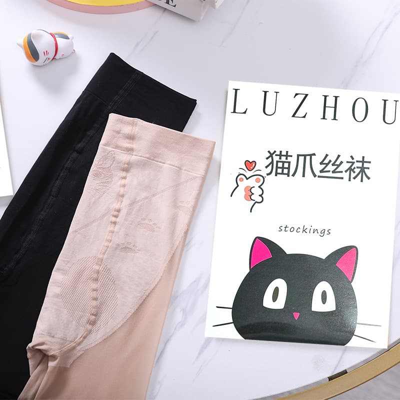 Women's Anti-Snag Cat Paw Summer Thin Velvet Bare Leg Illusion Black Stockings Sexy Tights Wholesale