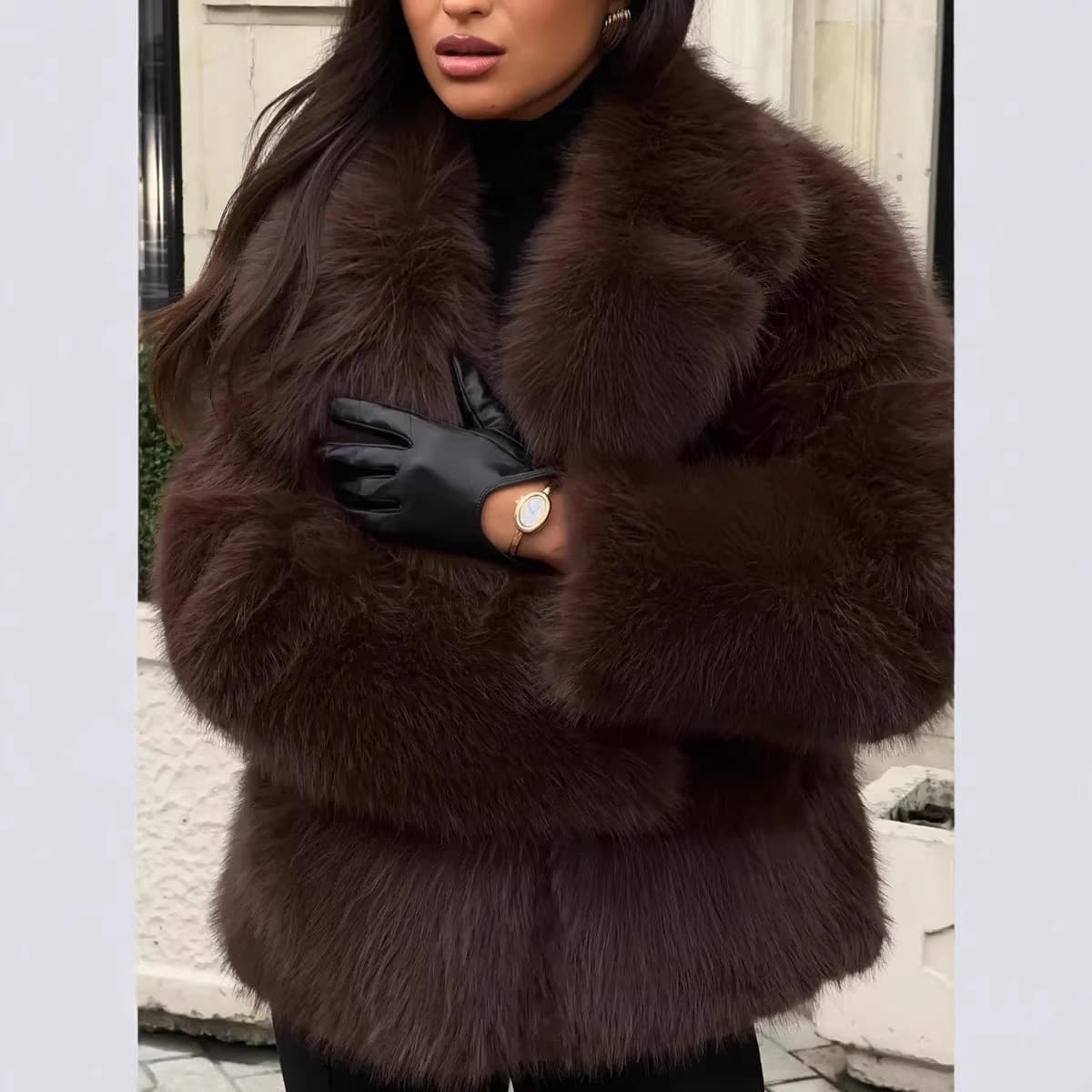 EU/US Autumn/Winter New Fur Long Sleeve Jacket Faux Fox Fur Short Plus Size Women's Coat Jacket C0010