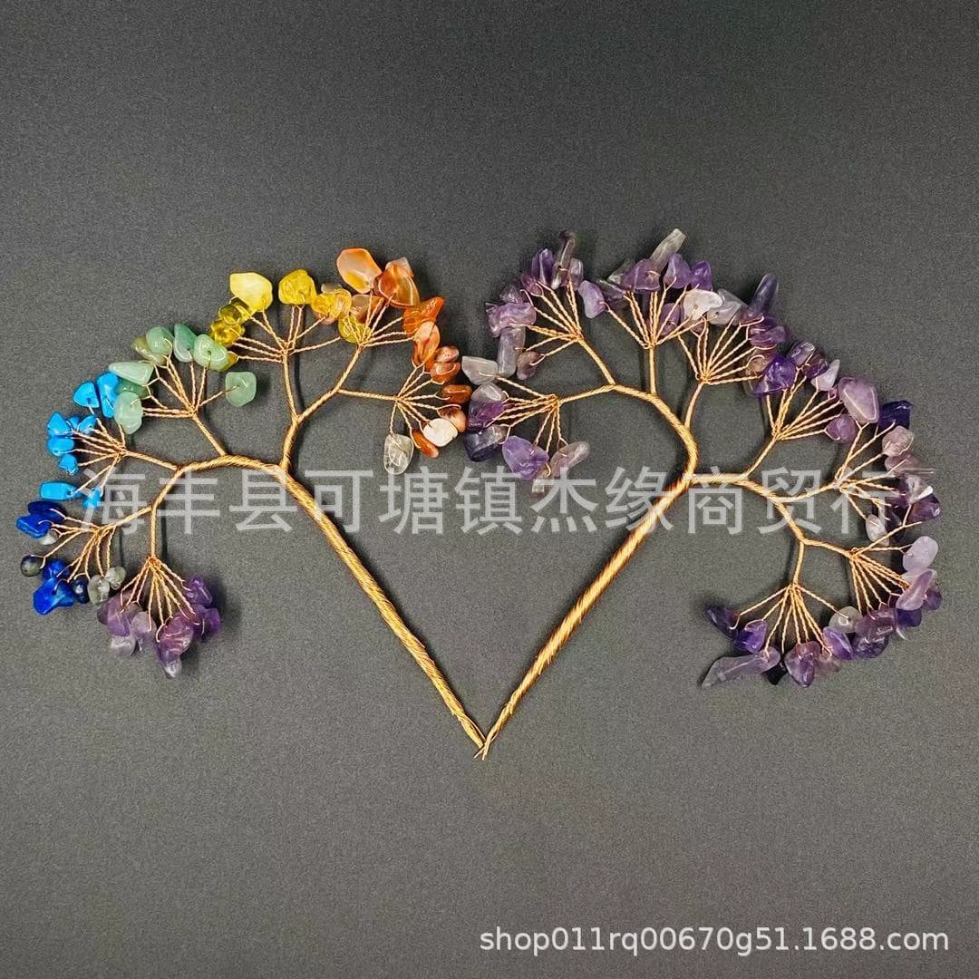 Seven-Color Bending Crystal Tree Ornament, Semi-Finished Office Crystal Tree, Fortune Attracting Display