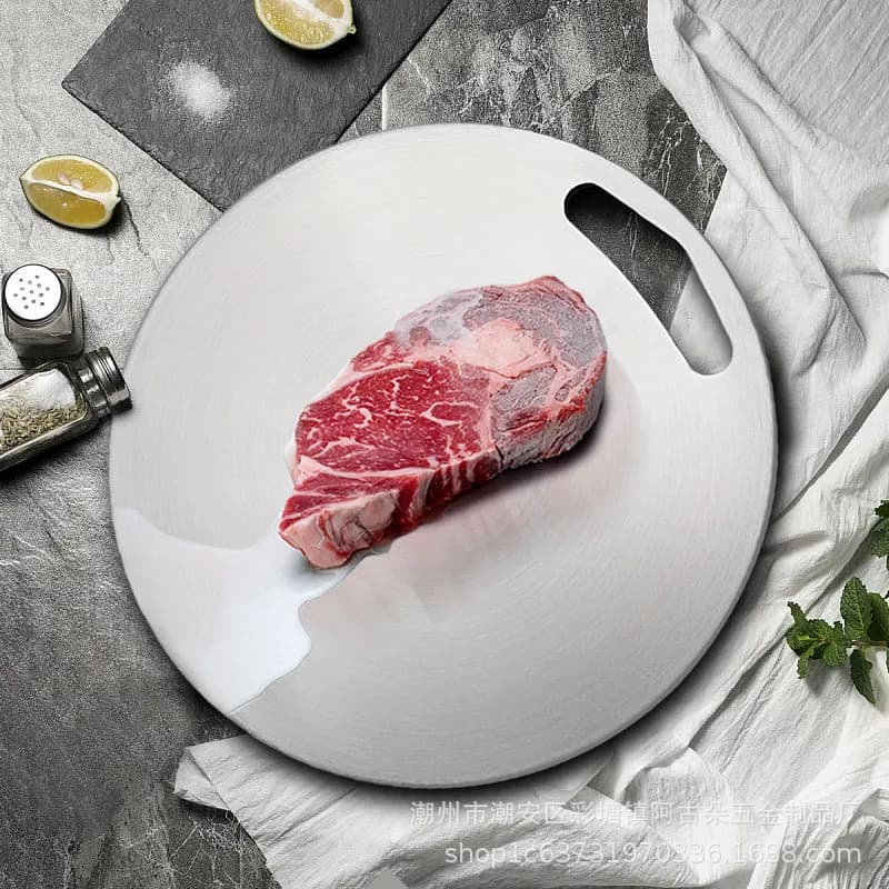 New Stainless Steel Round Cutting Board, Wear-Resistant and Anti-Mold, Multifunctional Chopping Board, Large Rolling Pin Board, Steak Thawing Board