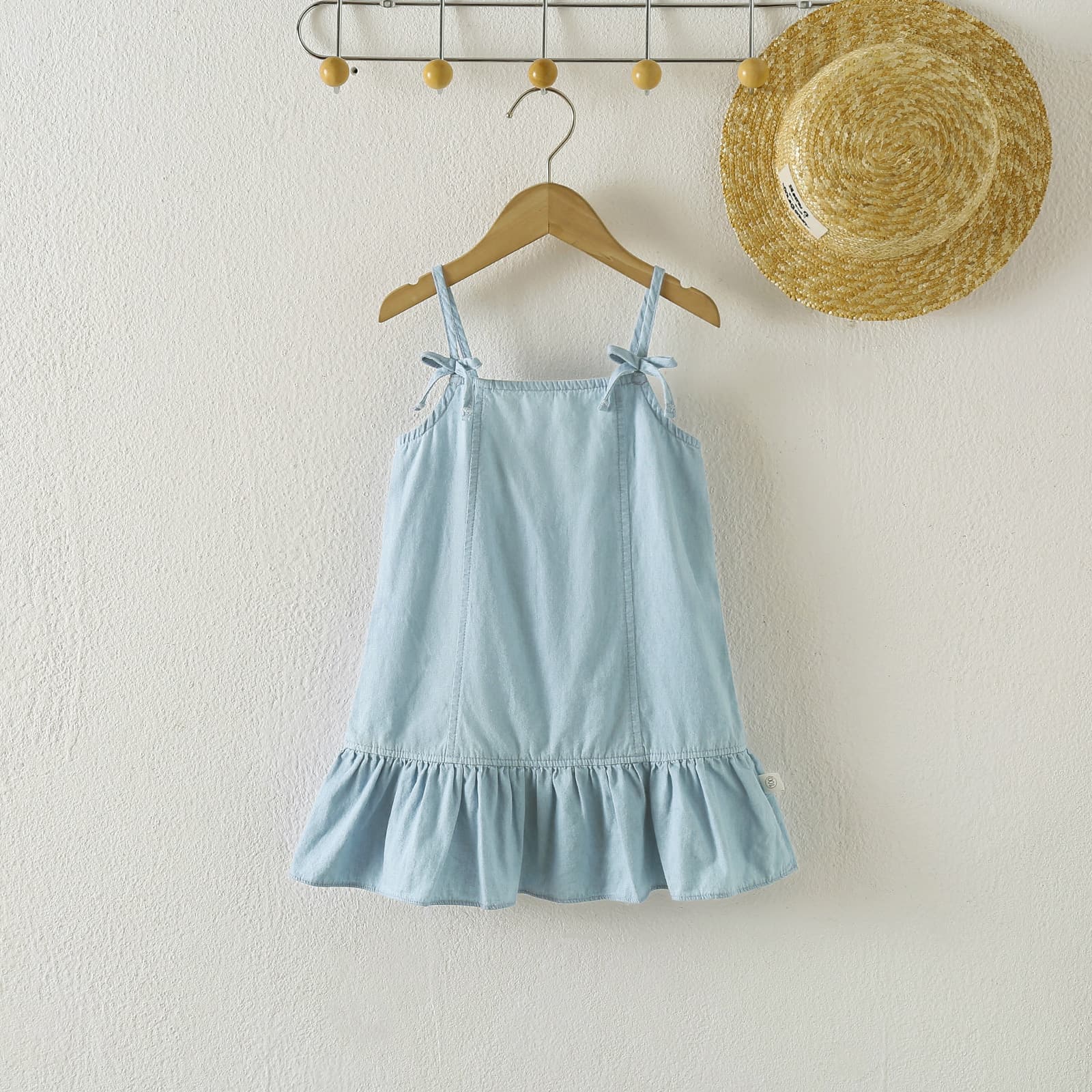 Girls' Clothing Soft Denim Overalls 2025 Korean Style Solid Color Children's Dress Sweet Dress Spring/Summer New Arrival