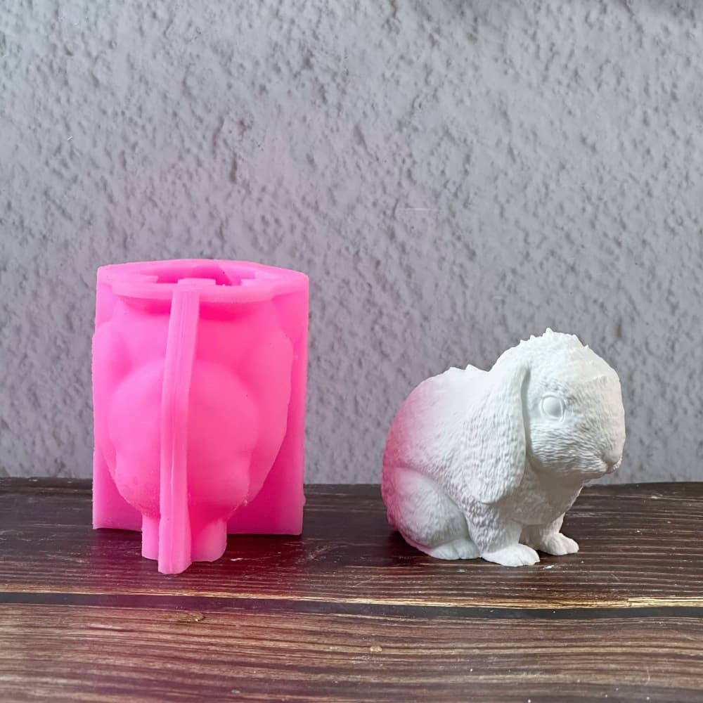 Rabbit ornament mold ornament candle plaster DIY plaster ornament candle holder silicone mold W1046