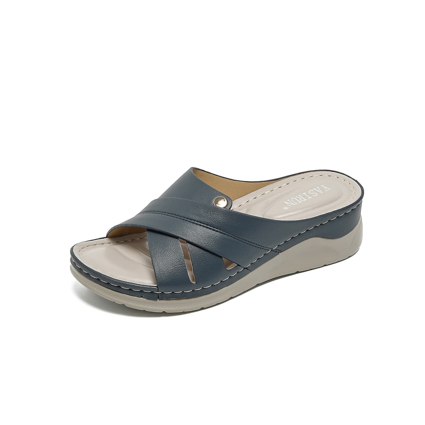 New 2026 European and American Style Women's Sandals, Cross-Border Stitched Mother Shoes, Large Size Sandals, Wedge Heel Sandals 1062-13A