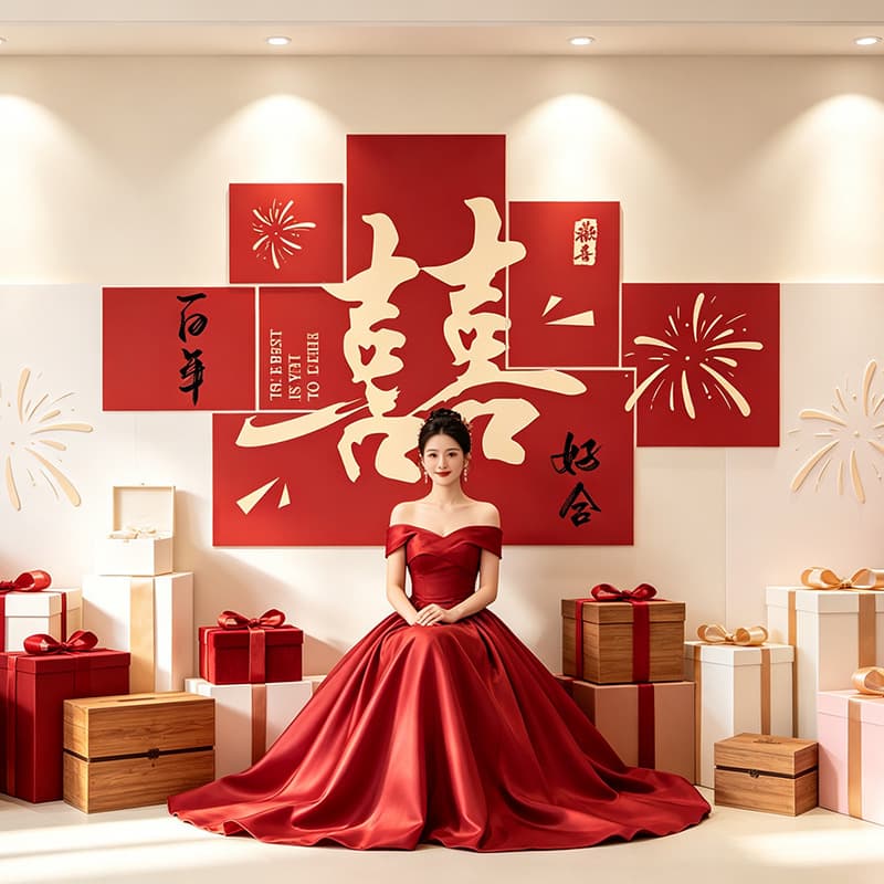 2026 New Home Wedding Room Decoration Set Pull Banners for Bride and Groom Master Bedroom Living Room KT Board Backdrop Wall Stickers