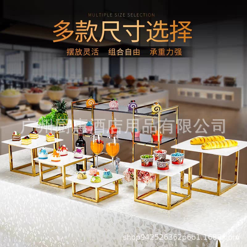European-style Stainless Steel Dessert Stand, Gold Tea Party Snack Display Rack, Banquet Cake Buffet Dessert Tableware