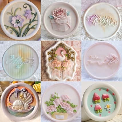 New flower recognition series embossed plant flowers fire paint seal head brass hand account seal fire paint seal