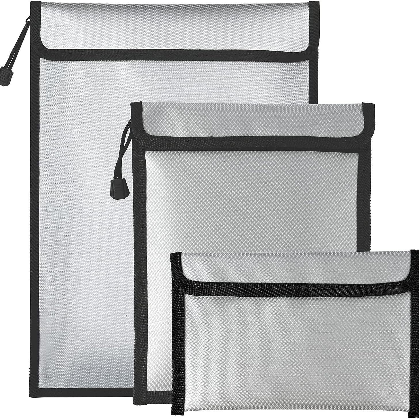 Fireproof and waterproof protective money bag for office and home use, secure storage of valuable metals, receipts, contracts, documents, folders, etc.