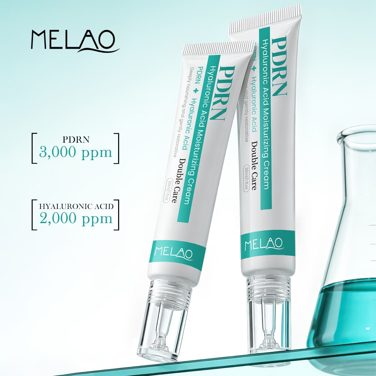 MELAO Cross-border In-Stock PDRN Hyaluronic Acid Moisturizing Cream Dual-Action Water-Locking Face Cream Facial Moisturizer