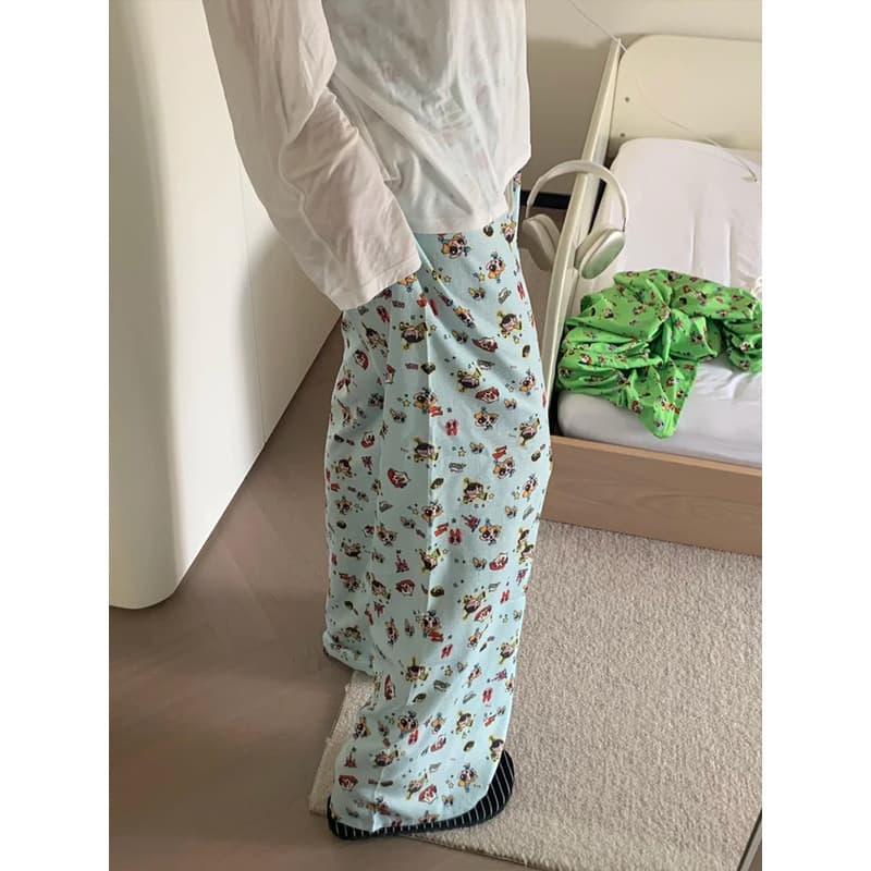 Cartoon Powerpuff Girls Pajama Pants for Women, Long Pants for Spring/Autumn, Thin Style, Casual, Cute, Wear-Out, Lounging, Home Pants