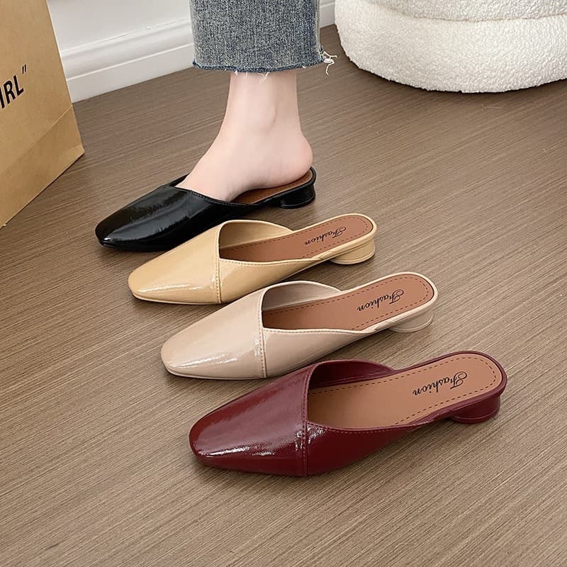 Cross-border Baotou half-drag outer wear sandals for women summer thick heel increased non-slip crystal shoes lazy Baotou half-drag women foreign trade