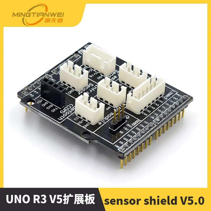 UNO R3 V5 Expansion Board Sensor Shield V5.0 Electronic Building Blocks (Black Version)