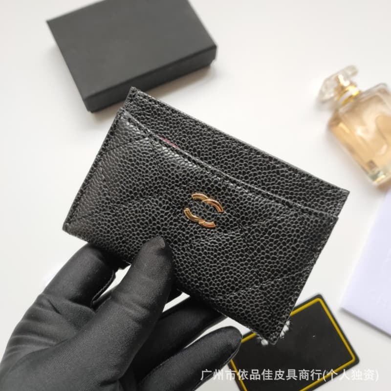 24 Style Chanel-style Card Holder Diamond Quilted Thin CF Caviar Lambskin Leather Card Case Classic