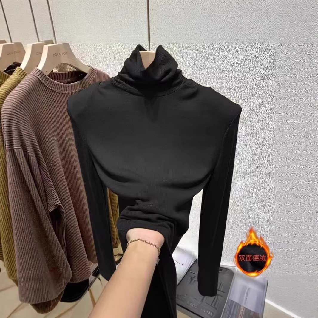[Classic] Stylish & Youthful Korean-Style Slim Long-Sleeve Top for Women, Dralon Thermal Base Layer for Spring/Autumn/Winter