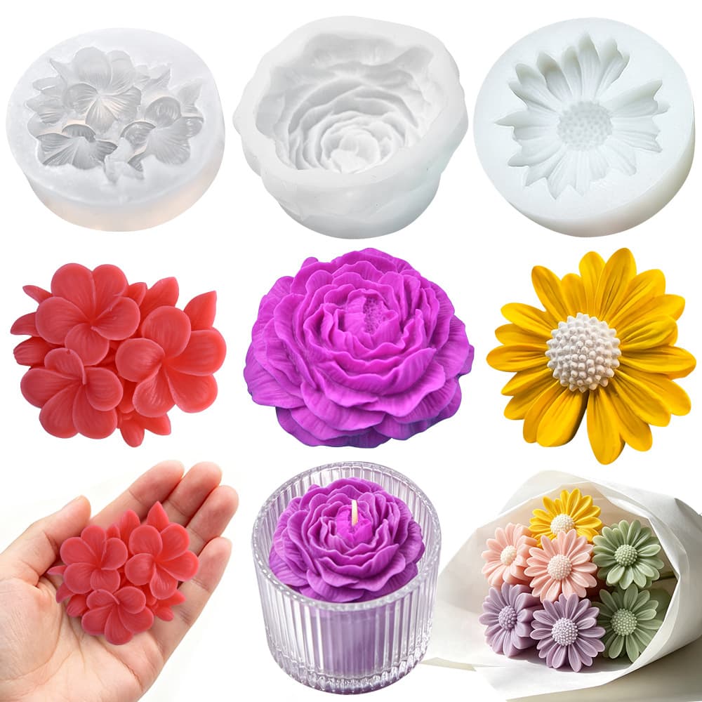 Floral Scented Candle Silicone Mold DIY Small Daisy Aroma Stone Handmade Soap Gypsum Resin Mold