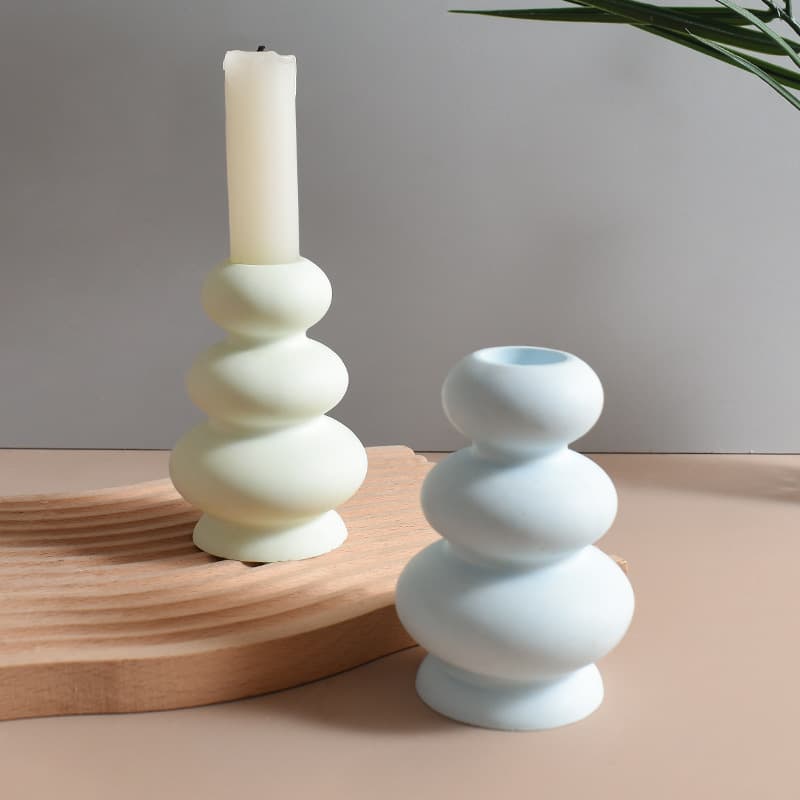 DIY Epoxy Resin Stacking Ring Candle Holder Ornament Silicone Mold - Donut Gypsum Candle Cement Base Mold