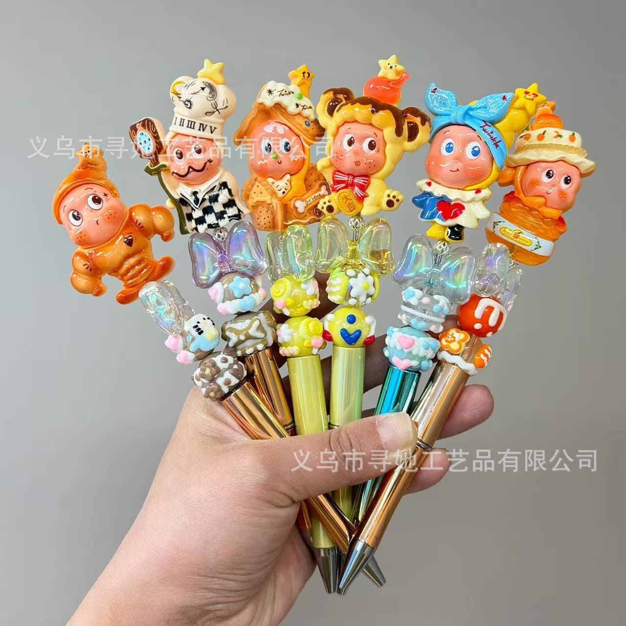 Cute Cartoon Star DIY Bead Pen, Rotating Touch Screen Pen, Handmade Student Gift, Cute Round Gel Pen