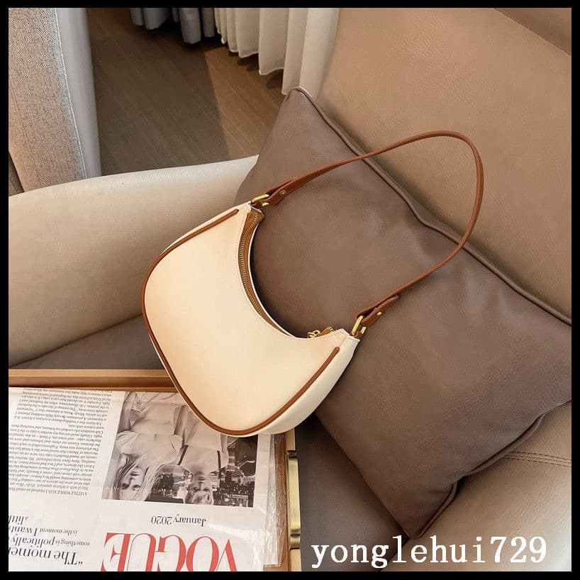 2026 New Trendy Women's Bag Crescent Underarm Bag High-Quality Chic Shoulder Handbag Color-Block Crescent Saddle Bag