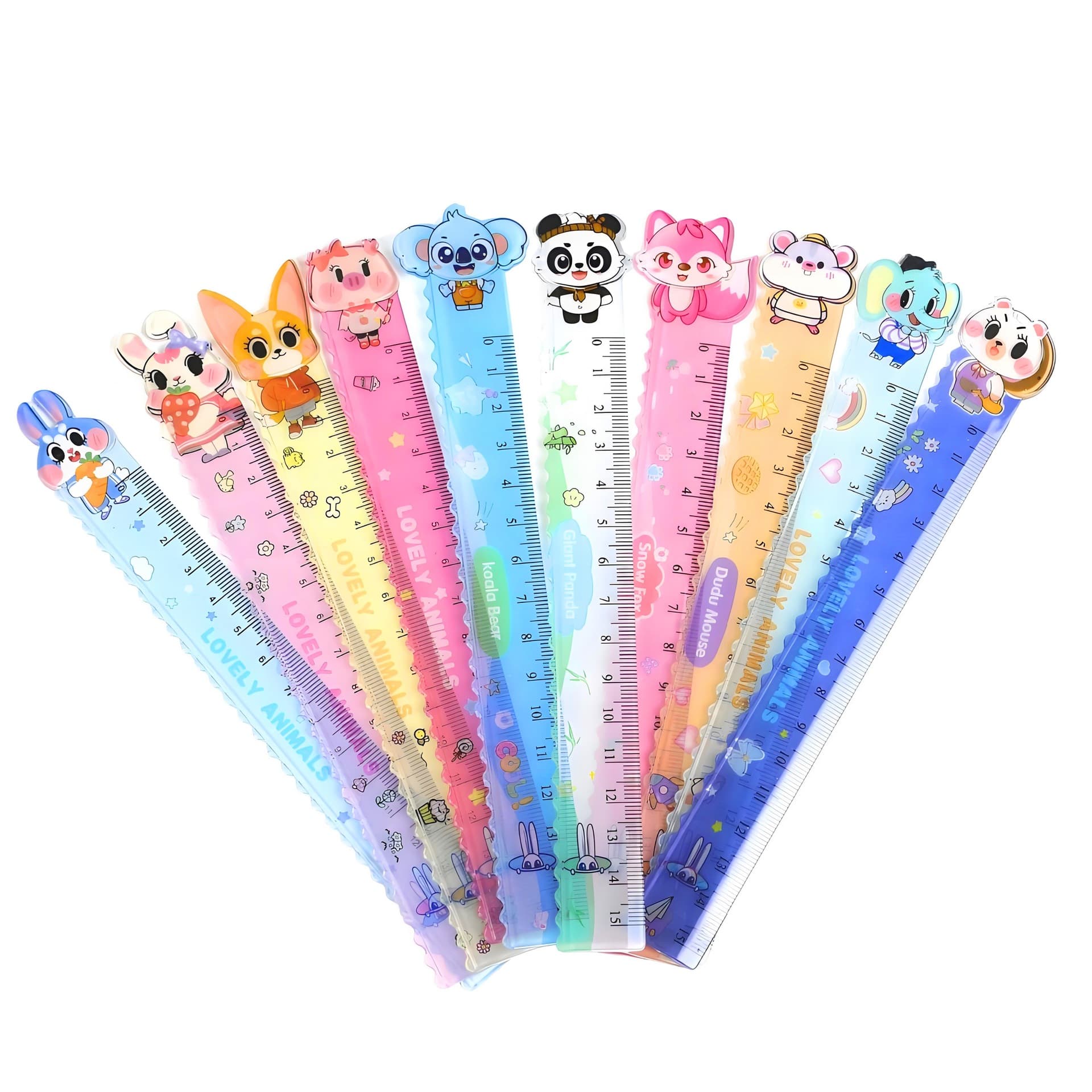 Cute 15cm Transparent Plastic Ruler with Wavy Line, Cartoon Drawing Scale Ruler for Students, School Supplies Gift