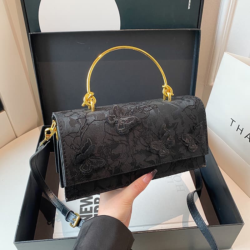 Cross-border lace handbags for women 2025 new butterfly embroidered small square bags European and American fashion single shoulder crossbody bags bags