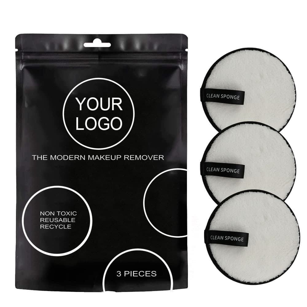 Facehalo Quality Round Makeup Remover Pads 3 Pieces Lazy Person's Water Wash Face Sponge Set Bamboo Fiber Non-Imported
