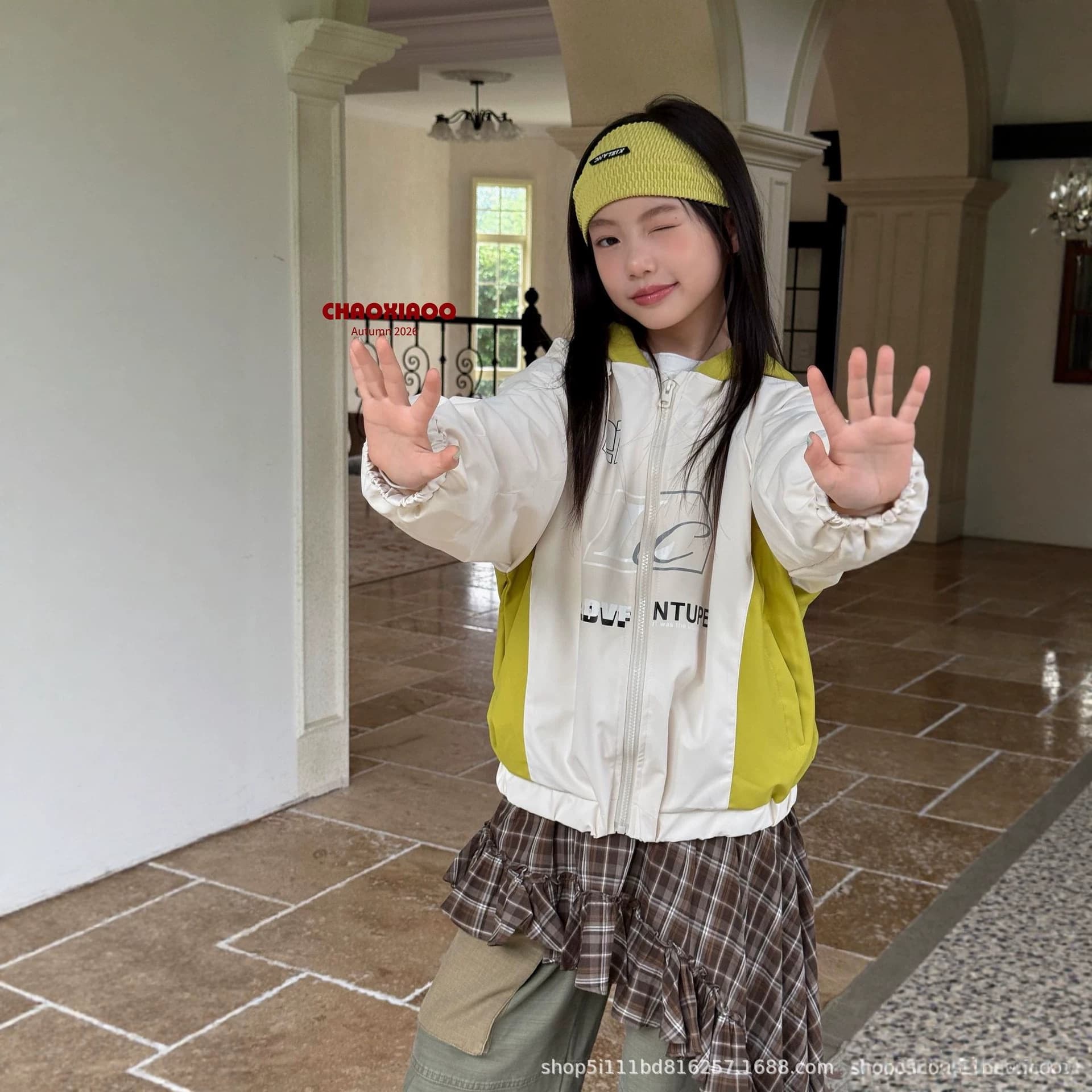 Lipei Children's Clothing Girls Color Block Jacket Hooded Jacket Size 120-170 Autumn 2026 YJD