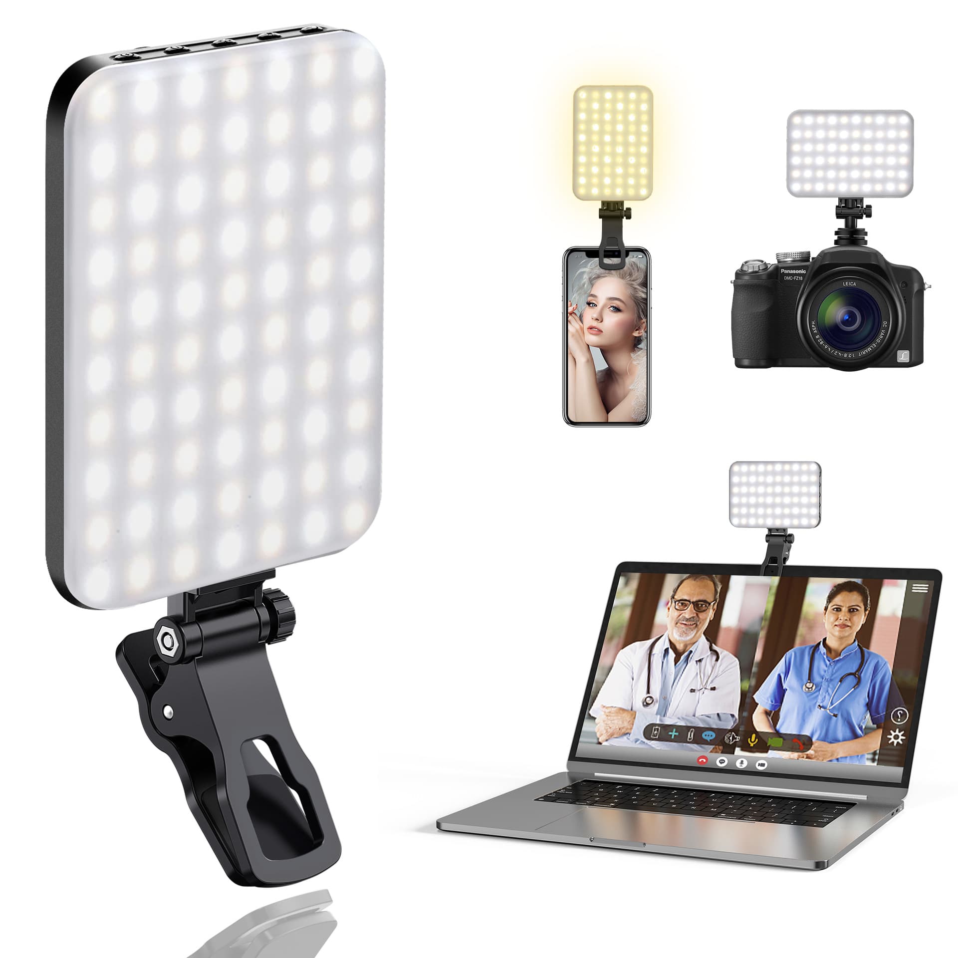 Mobile Phone Fill Light Rechargeable Shooting Live Broadcast LED Selfie Light Artifact Portable Beauty Light Photography Light 60 Lamp Beads