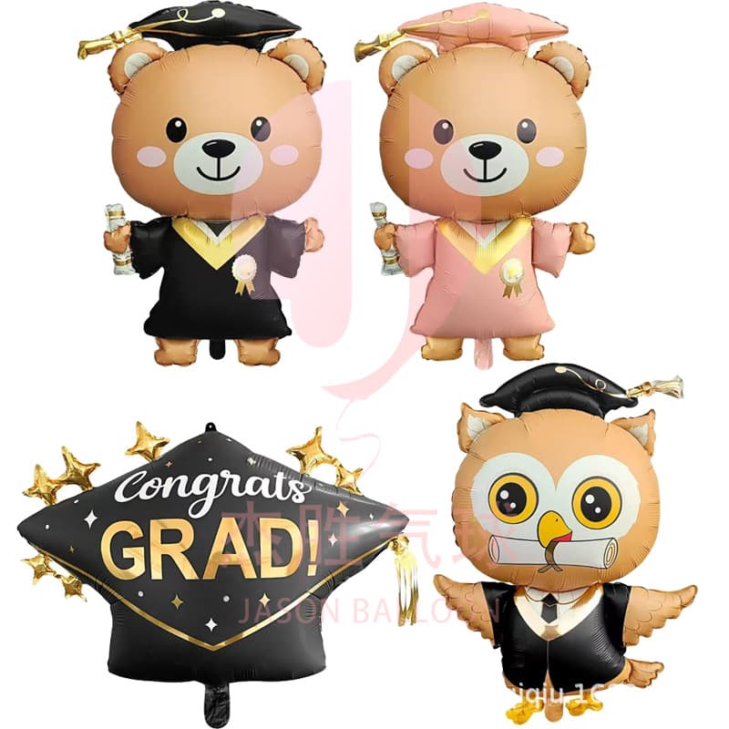 New Cross-border Matte Color Graduation Doctor Panda Owl Graduation Cap Aluminum Film Balloon Graduation Ceremony Decoration Balloon