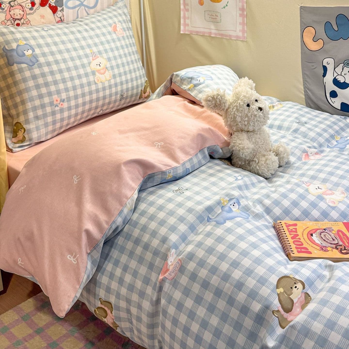 100% Cotton Bedding Set Cartoon Duvet Cover Set Dormitory Student 3-Piece Fitted Sheet Flat Sheet 4-Piece Wholesale