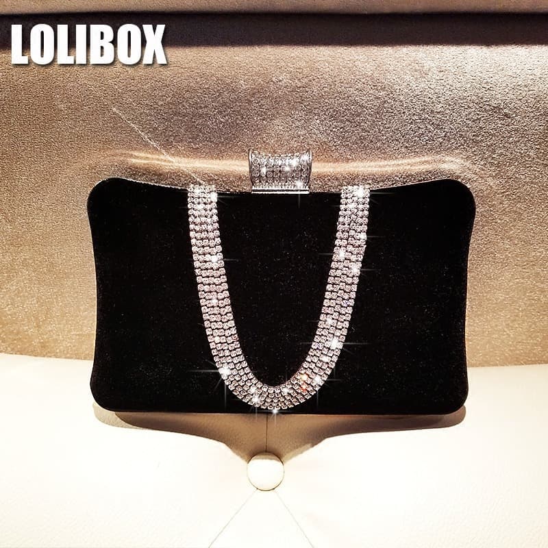 Cross-border manufacturer velvet evening bag, European and American diamond velvet evening bag, fashionable clutch bag for banquets, pillow-shaped bag for women