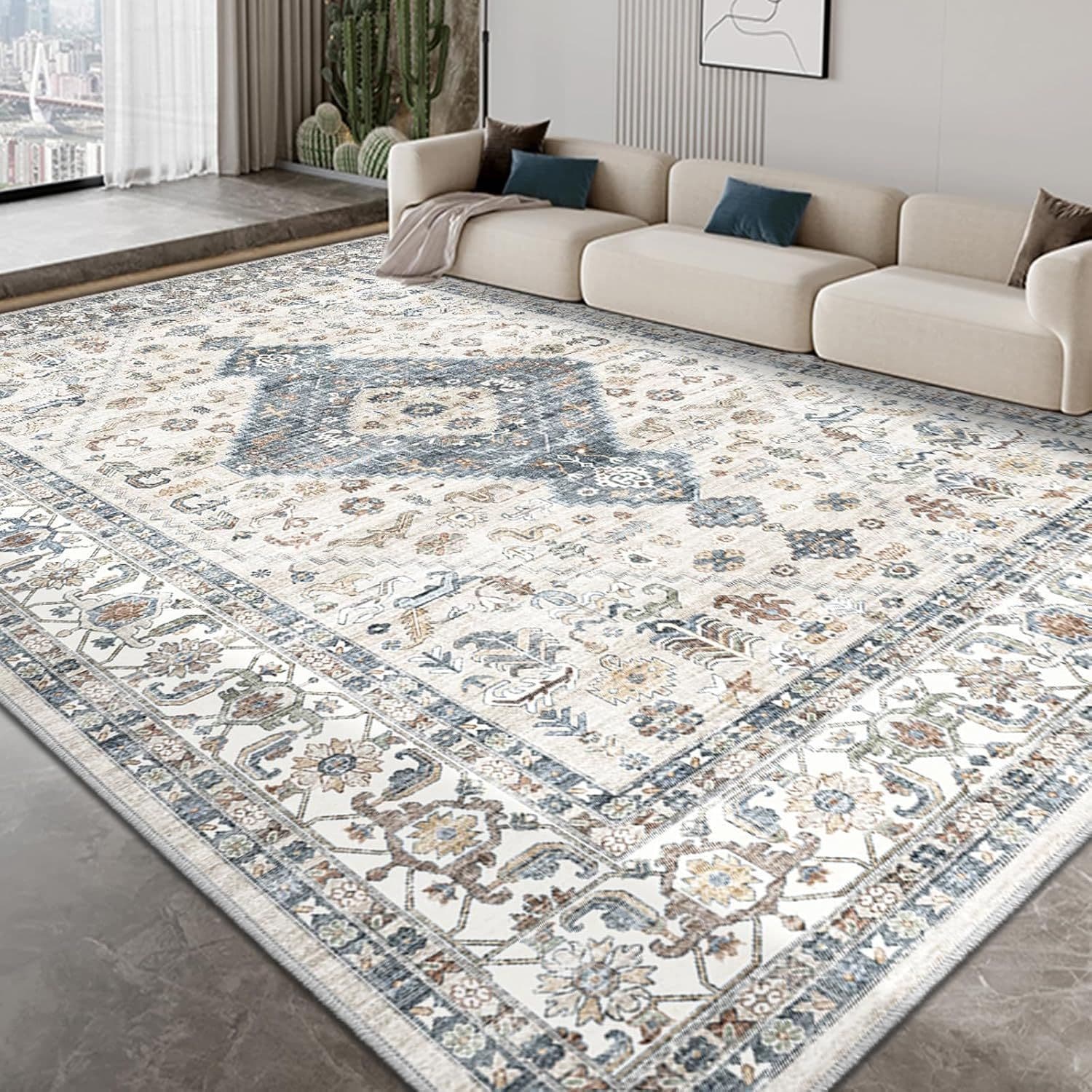 Best-selling Persian Living Room Bedroom Rug for Cross-border Amazon, Thickened Faux Cashmere Carpet, Autumn and Winter Cold-Proof Non-Slip Floor Mat