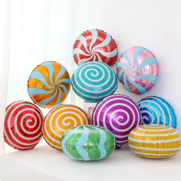 18-Inch Round Pinwheel Lollipop Spiral Lollipop Balloon for Birthday Christmas Party Holiday Backdrop Decoration