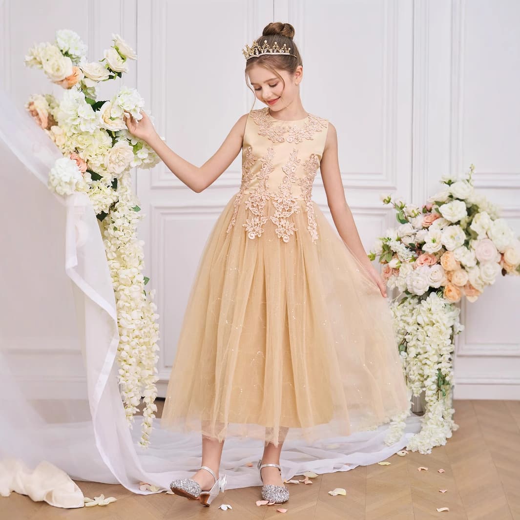 Cross-border Big Kids Formal Dress Tulle Princess Dress Girl Wedding Dress Children's Day Performance