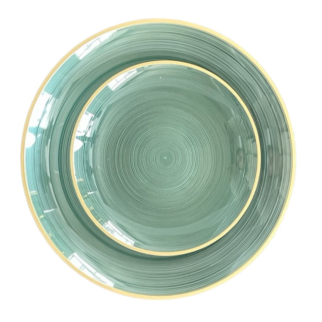 Foreign Trade PS Plastic Western Dinner Plate Glass Plate Marbled Color Plastic Plates Round Imitation Porcelain Tableware Set