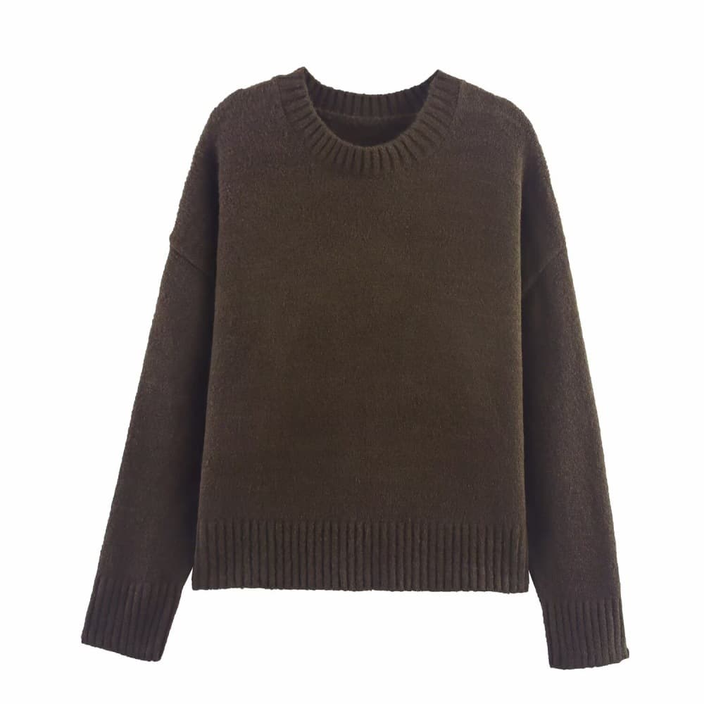Foreign trade cross-border wholesale 2025 autumn new women's flat-knit soft retro silhouette comfortable sweater 2142168