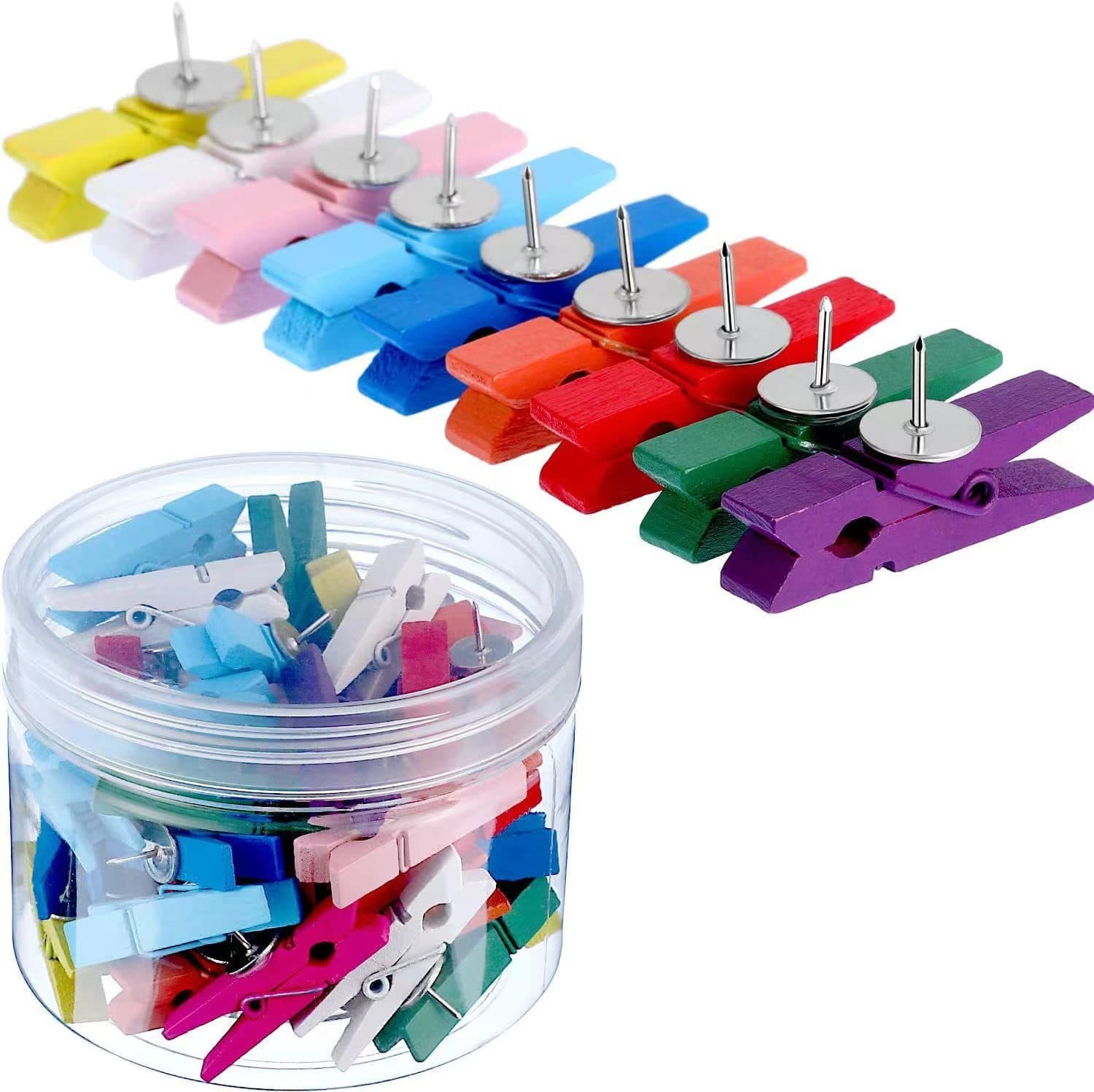 3.5 Mixed Color Clip with Thumbtacks Creative Office Stationery Photo Cork Thumbtacks Photo Wall Felt Board Thumbtacks