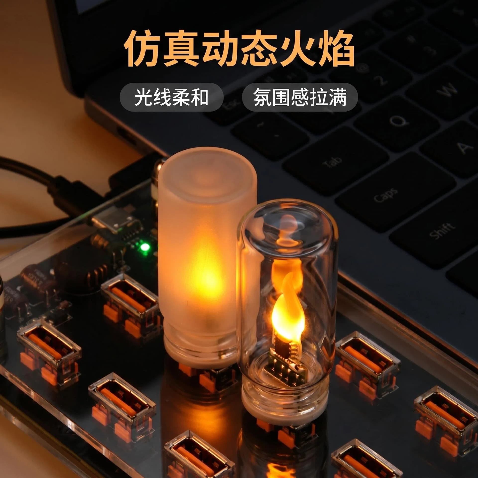 USB light dynamic simulation flame atmosphere light night light car LED light Car Atmosphere Lights