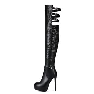 European and American Cross-Border White Platform Stiletto Heels Sexy 4cm Heel Large Size 46 Women's Over-the-Knee Boots B886-60