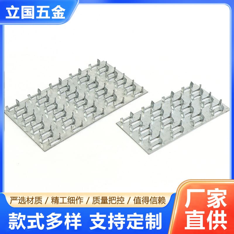 In stock supply of log cabin structural connectors, building connectors, toothed plates, galvanized steel nail plates, stainless steel