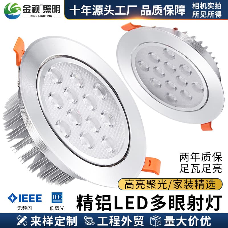 Selected aluminum embedded jewelry spotlight for export, commercial and home use, high brightness multi-eye LED spotlight wholesale