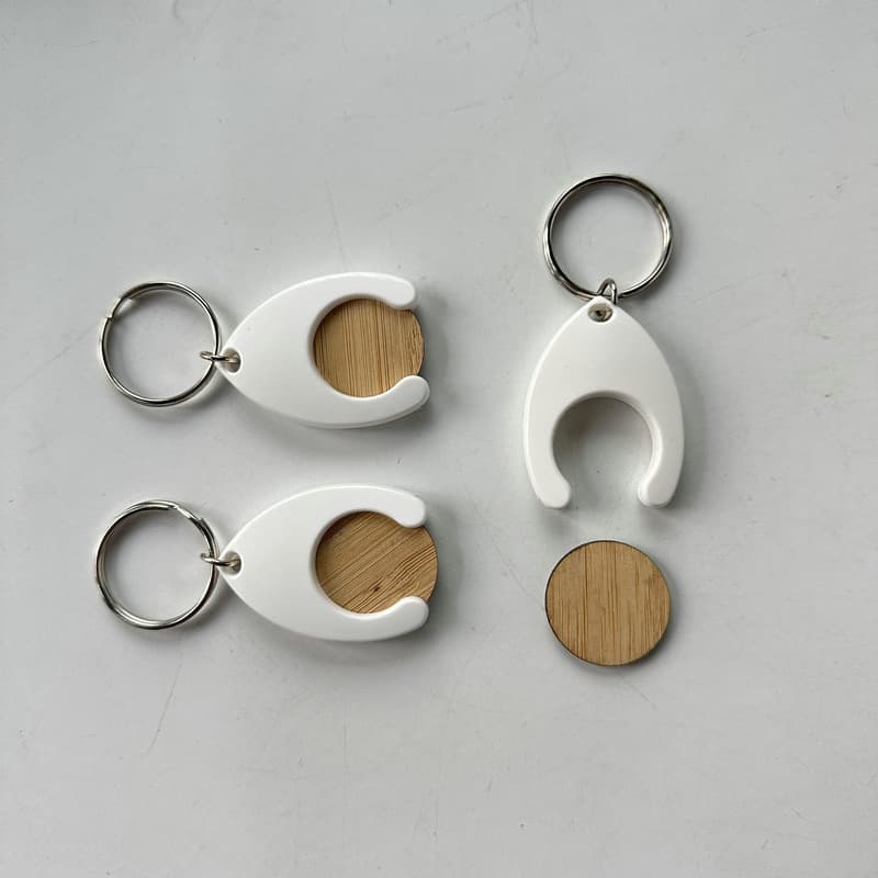Factory Wooden European Supermarket Trolley Token Bamboo Wooden Round Coin Pound Euro Token