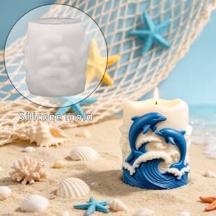 3D Dolphin Wave Cylinder Candle Silicone Mold DIY Aromatherapy Plaster Soap Chocolate Mold Cross-border