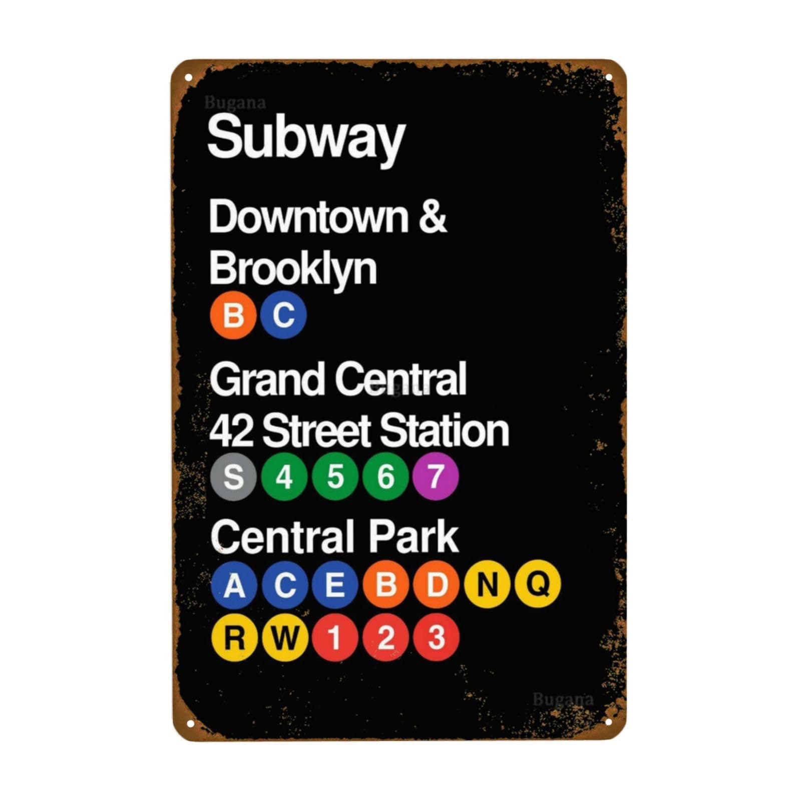 Classic Subway Theme Retro Tin Sign Decor Plaque Famous Traffic Sign Cross-border Hot Selling