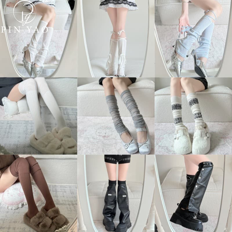 Gray Socks for Women, Autumn and Winter Knitted Slouch Socks That Make Legs Look Slimmer, Versatile and Simple Leg Warmers, Warm Socks