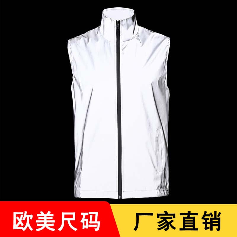 Spring/Summer Thin Men's High-Gloss Reflective Vest, Night Wear Safety Vest, Cycling Jacket, European and American Sizes, Cross-border Men's Clothing