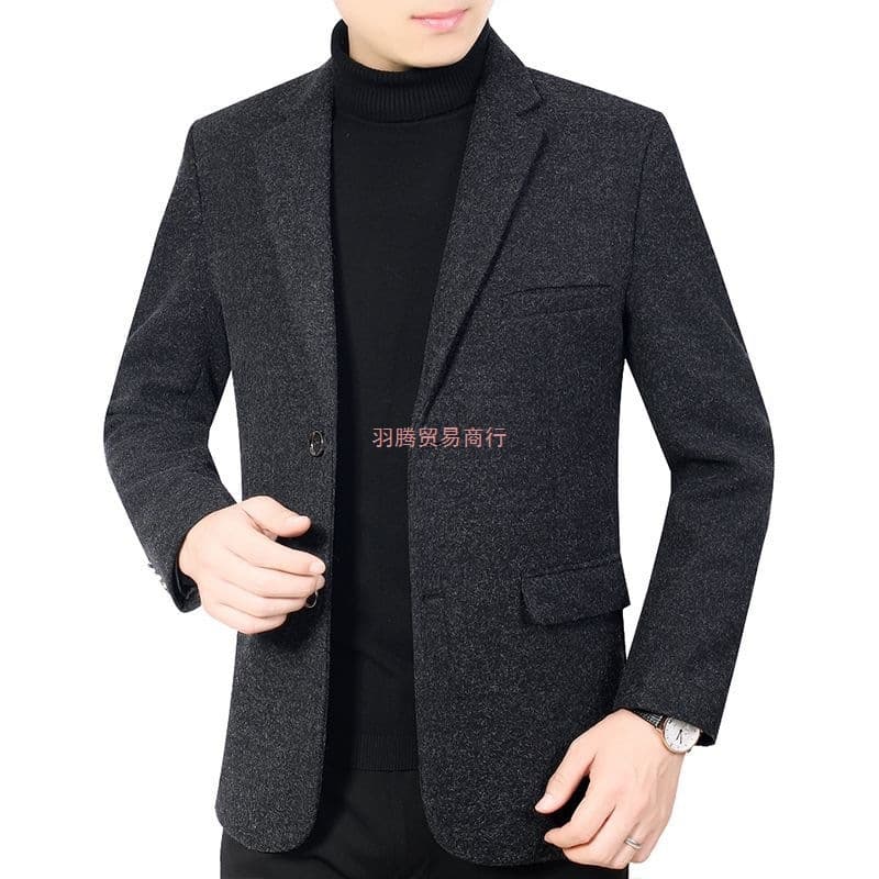 Autumn/Winter Middle-Aged Men's Casual Wool Jacket, Woolen Fabric, Casual Suit, Dad Suit, Brushed Slim Fit Blazer