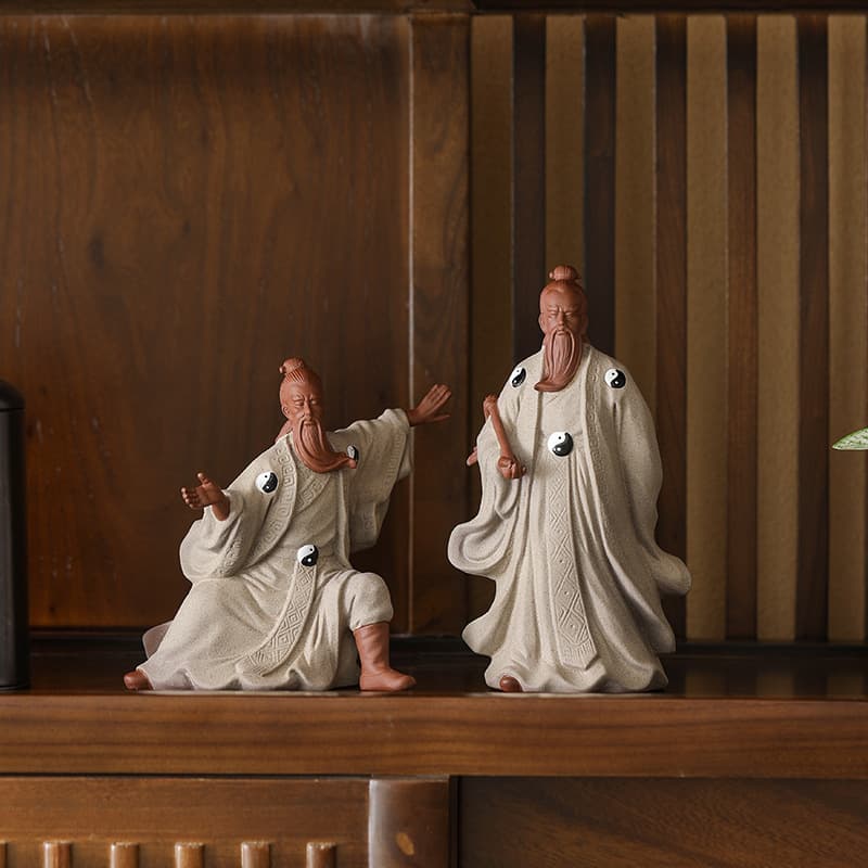 Zhang Sanfeng Ceramic Historical Figure Ornament, Tai Chi Master, Chinese Zen-style Home Study Tabletop Decoration Craft