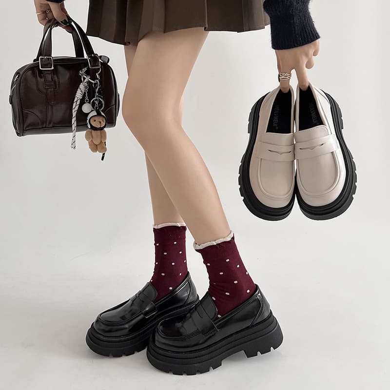 White Japanese-style Retro Women's Small Leather Shoes 2024 Spring New Platform Chunky Heel Mary Jane French JK Single Shoes